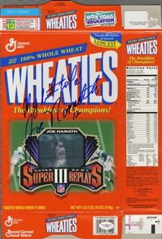 Joe Namath Signed 1997 Super Bowl III Super Replay Wheaties Box Inscribed "My Best To Ya" 